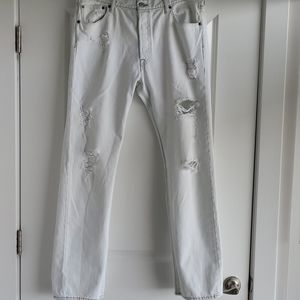 Levis 501 white ripped jeans